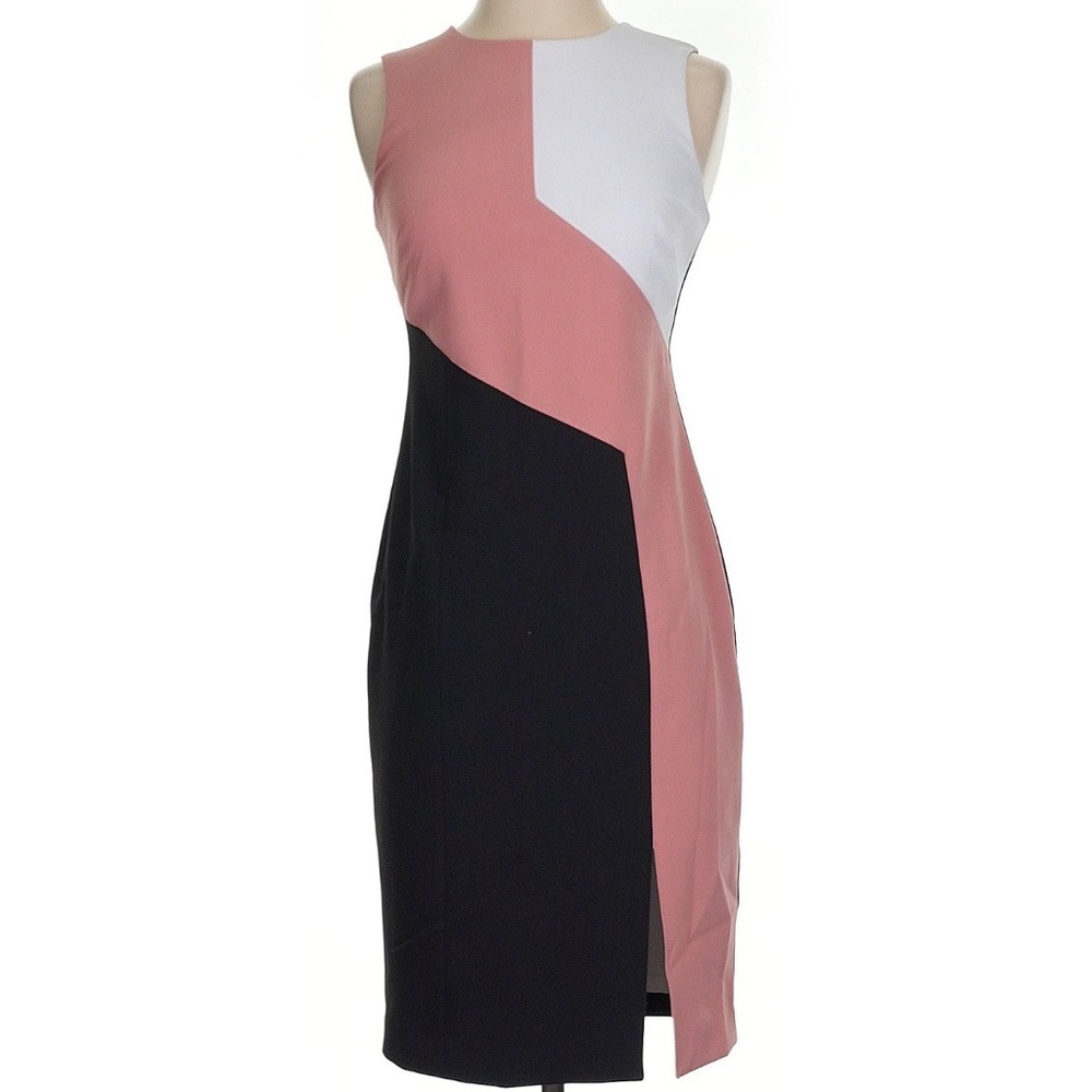 White House Black Market Colorblock Midi Dress - Pink, White, Black